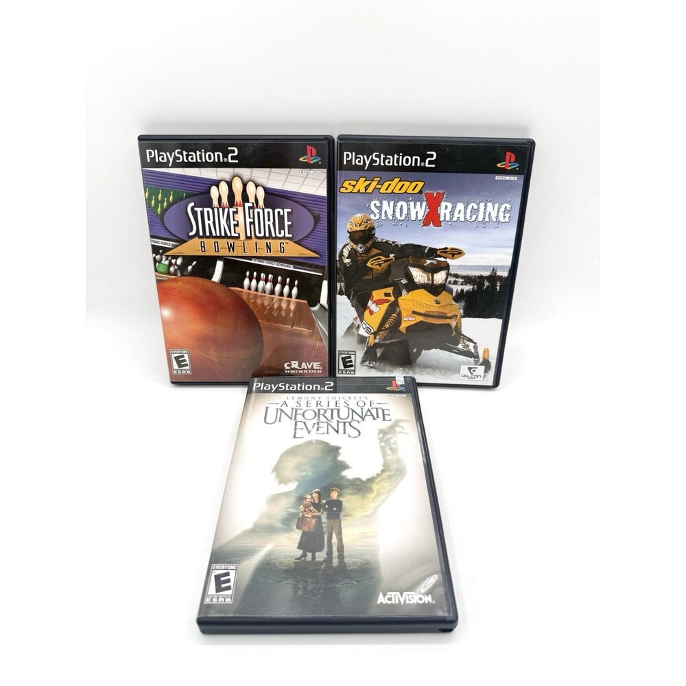 Lot Of 3 PS2 Games Bowling Snowmobile Racing, Strategy Puzzle, All Complete Work